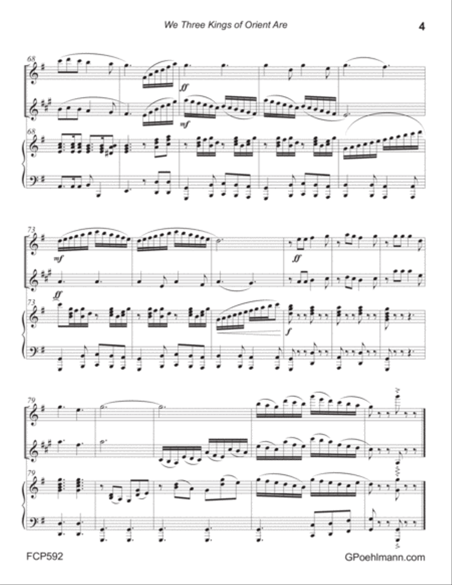 WE THREE KINGS - FLUTE and CLARINET DUET with Piano Accompaniment Woodwind Duet scores gallery preview page 4