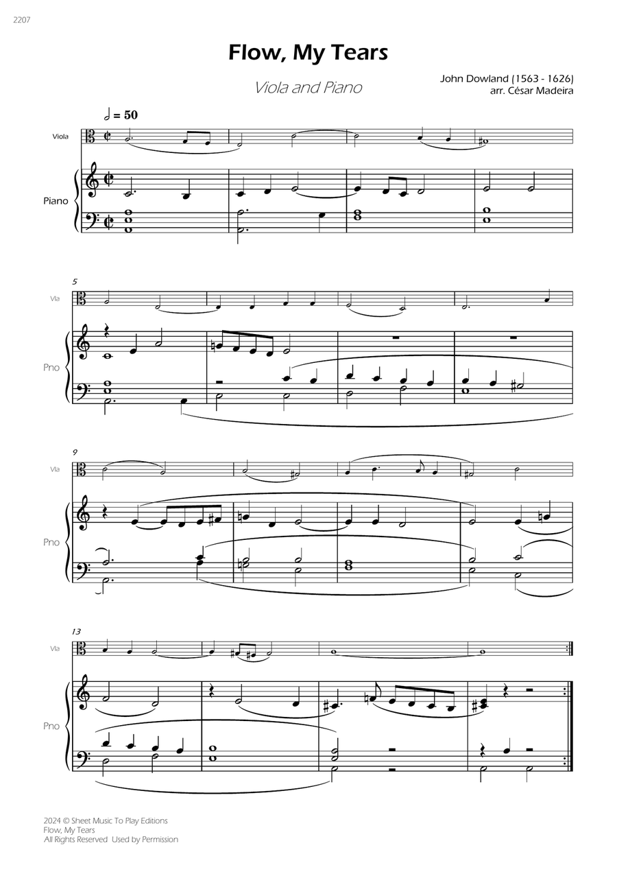 Flow My Tears - Viola and Piano (Full Score) Piano scores gallery preview page 1