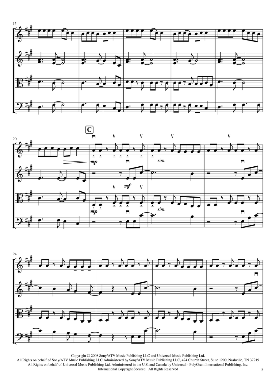 Walking On A Dream String Quartet scores gallery preview page 2