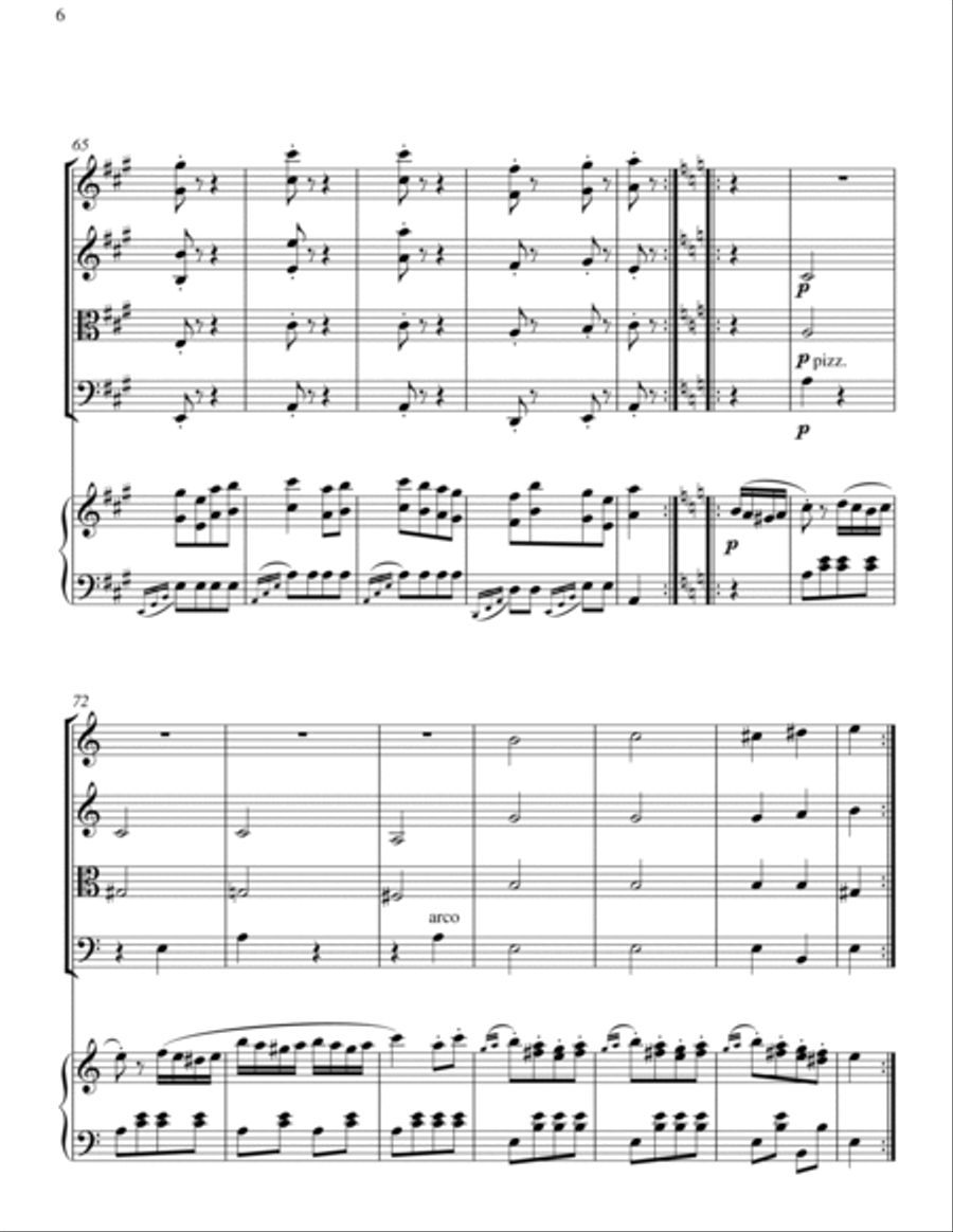 Mozart Turkish March arranged for Piano and String Orchestra Chamber Orchestra scores gallery preview page 6