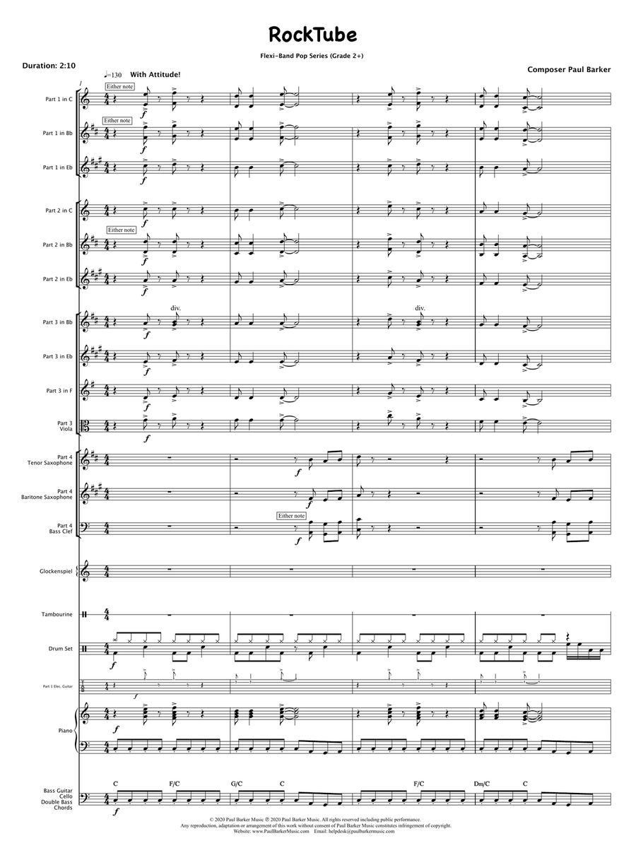 RockTube (Flexible Instrumentation) Concert Band scores gallery preview page 3