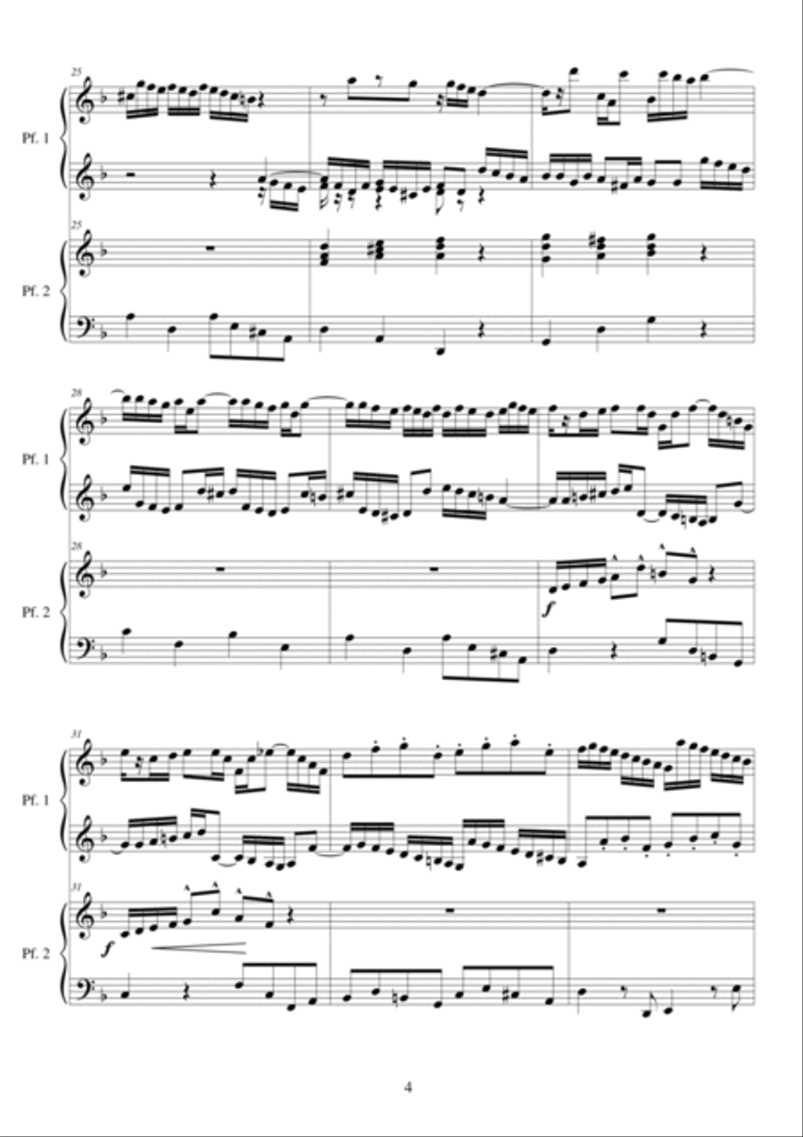 Concerto in D minor BWV 1043 - Piano Duet - Full Piano scores gallery preview page 4