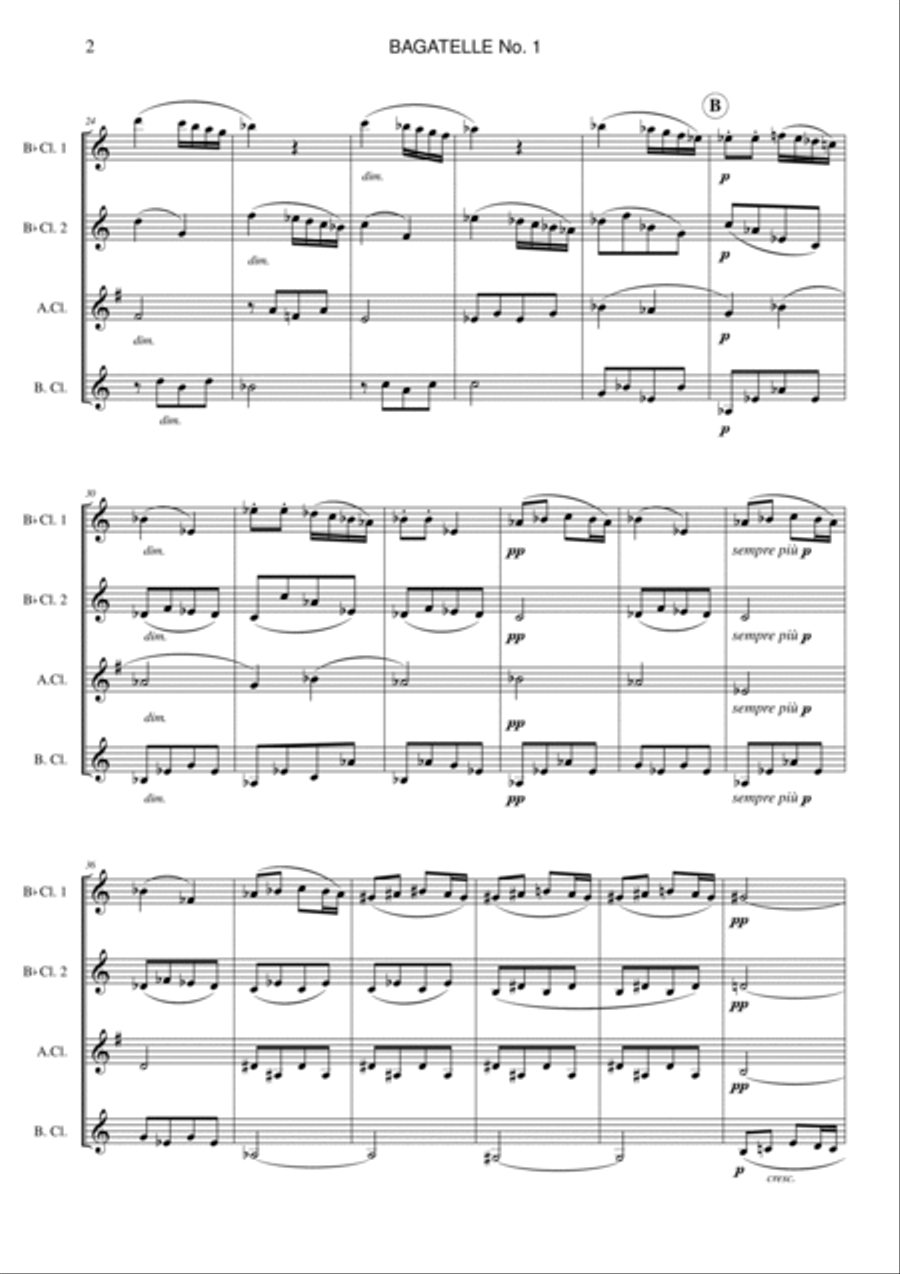 Bagatelle from 5 Bagatelles for Harmonium and Sting Trio, Op. 47 Clarinet Quartet scores gallery preview page 2