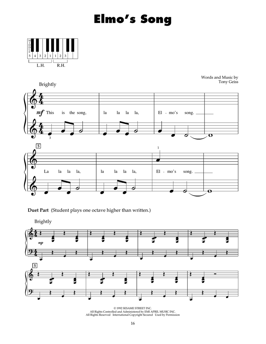 Elmo's Song Piano scores gallery preview page 1