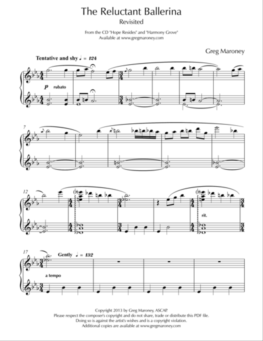 The Reluctant Ballerina The Reluctant Ballerina Piano Method scores gallery preview page 1