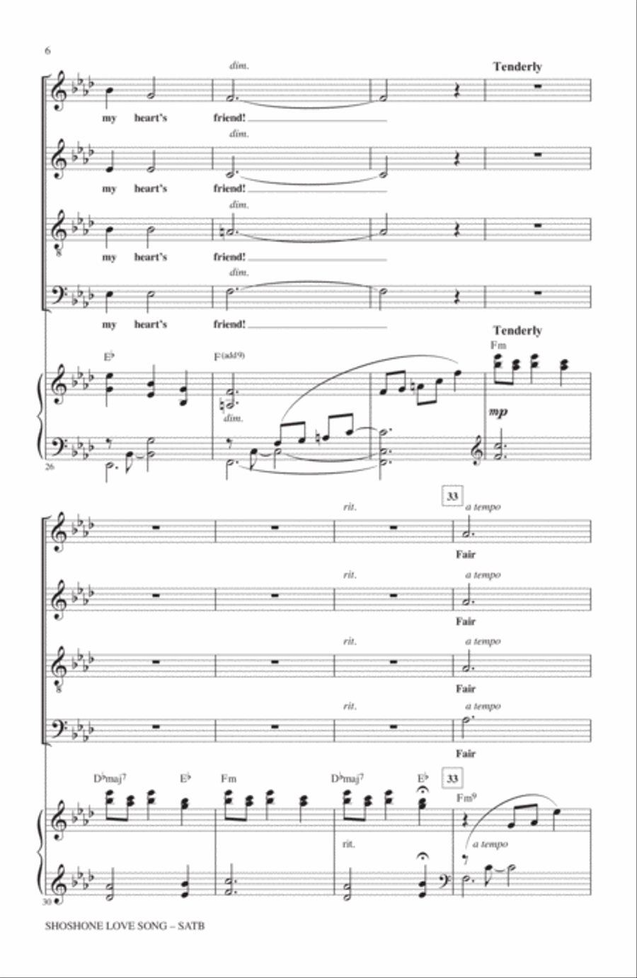 Shoshone Love Song (The Heart's Friend) 4-Part scores gallery preview page 5