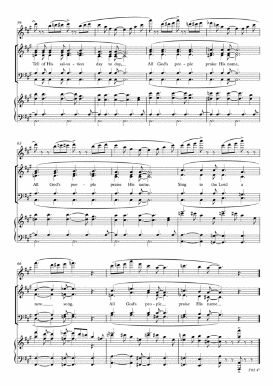 Gospel Praise, setting of Psalm 96 for SATB, piano and flute (optional) by Simon Peberdy 4-Part scores gallery preview page 6