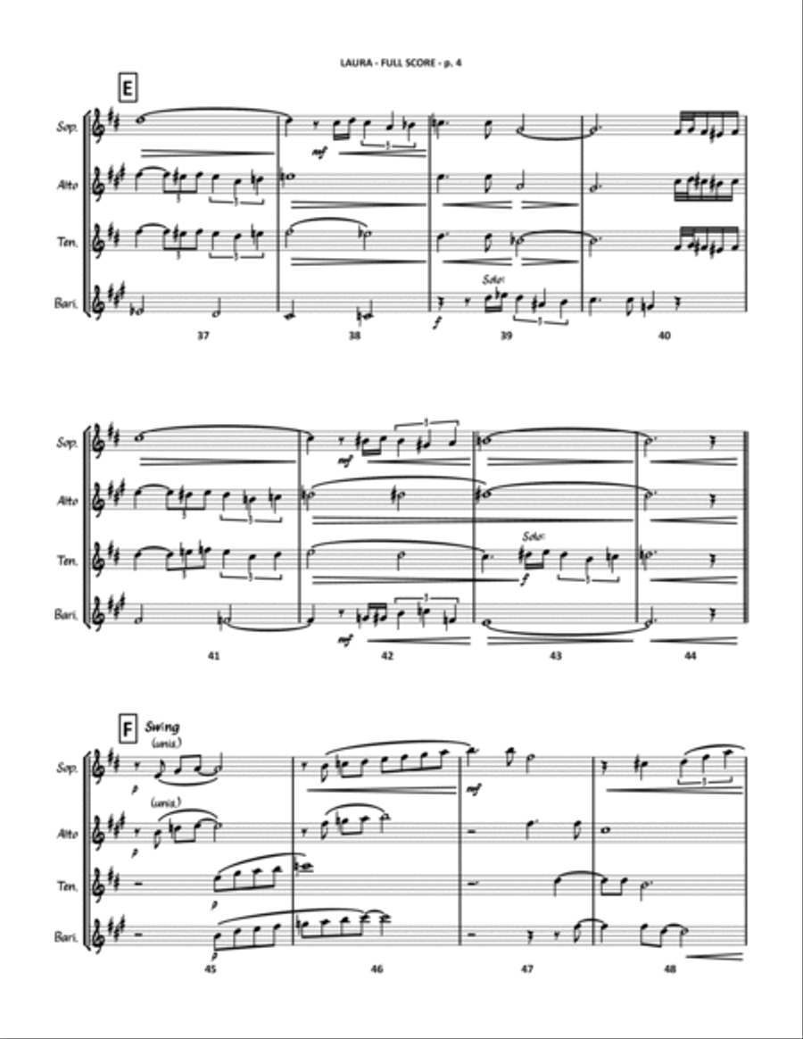 Laura Saxophone Quartet scores gallery preview page 5