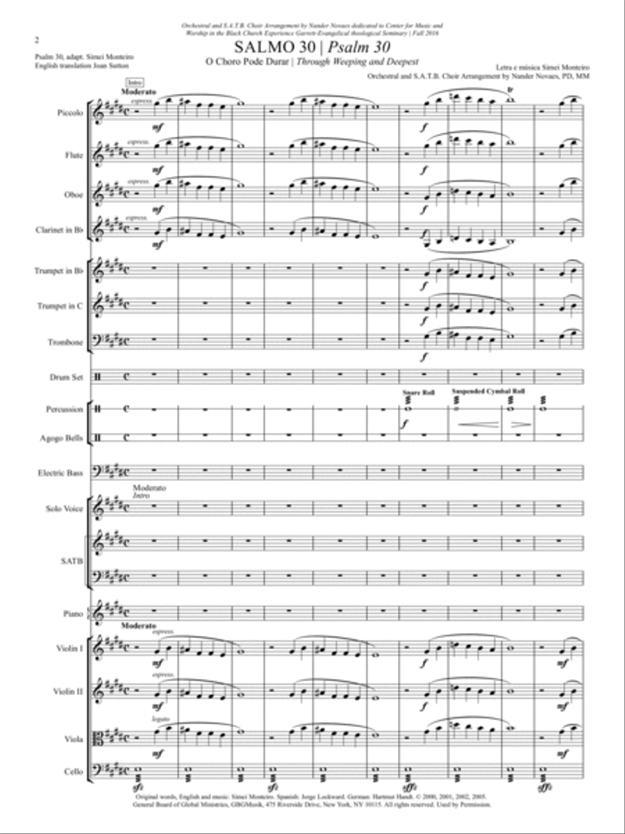 SALMO 30 | Psalm 30 / O Choro Pode Durar | Through Weeping and Deepest 4-Part scores gallery preview page 2
