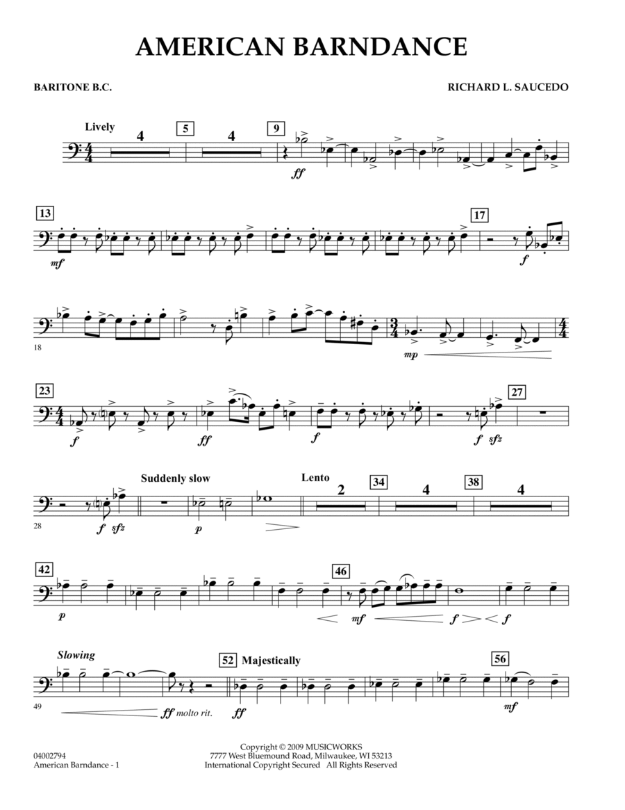 American Barndance - Baritone B.C. Concert Band scores gallery preview page 1