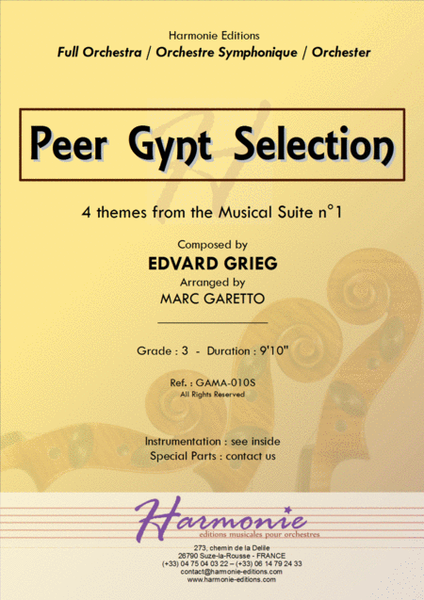 PEER GYNT SELECTIONS for Full Orchestra - Edvard Grieg - Arr. Marc Garetto image number null