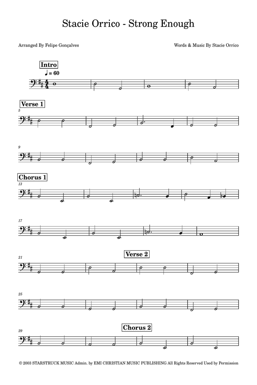 Strong Enough Bass Guitar scores gallery preview page 1