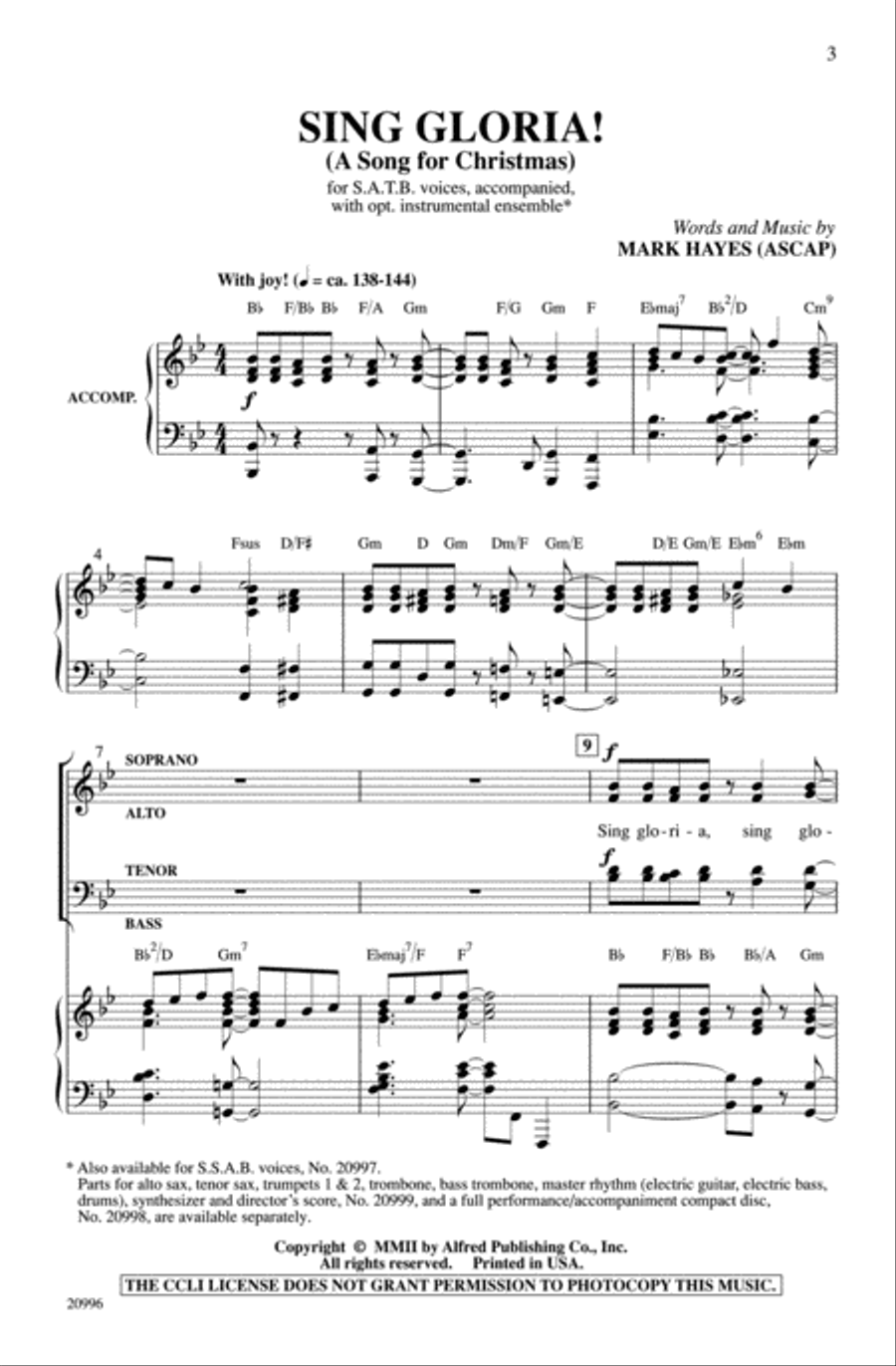 Sing Gloria! (A Song for Christmas) 4-Part scores gallery preview page 2