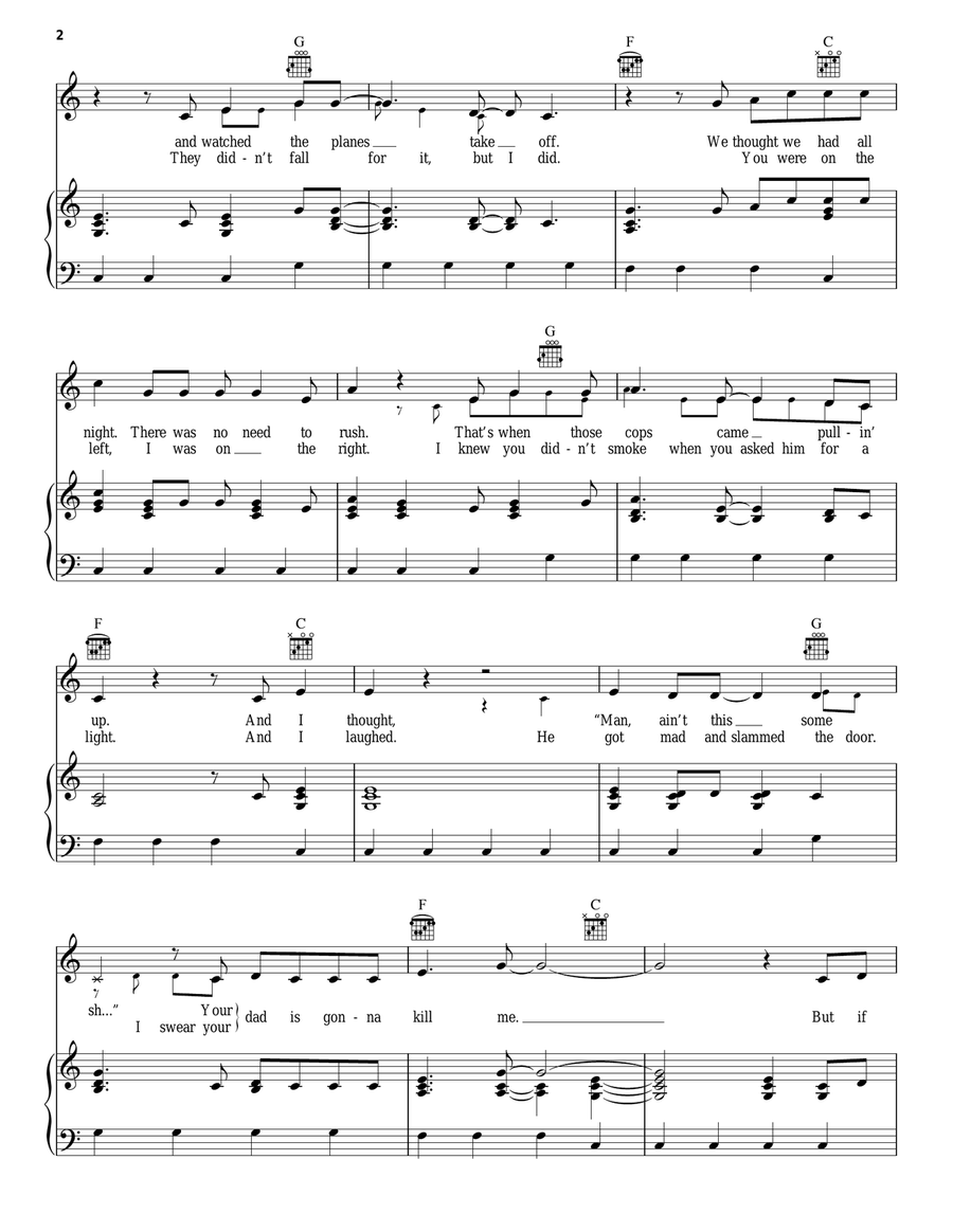 Cop Car Piano, Vocal, Guitar scores gallery preview page 2