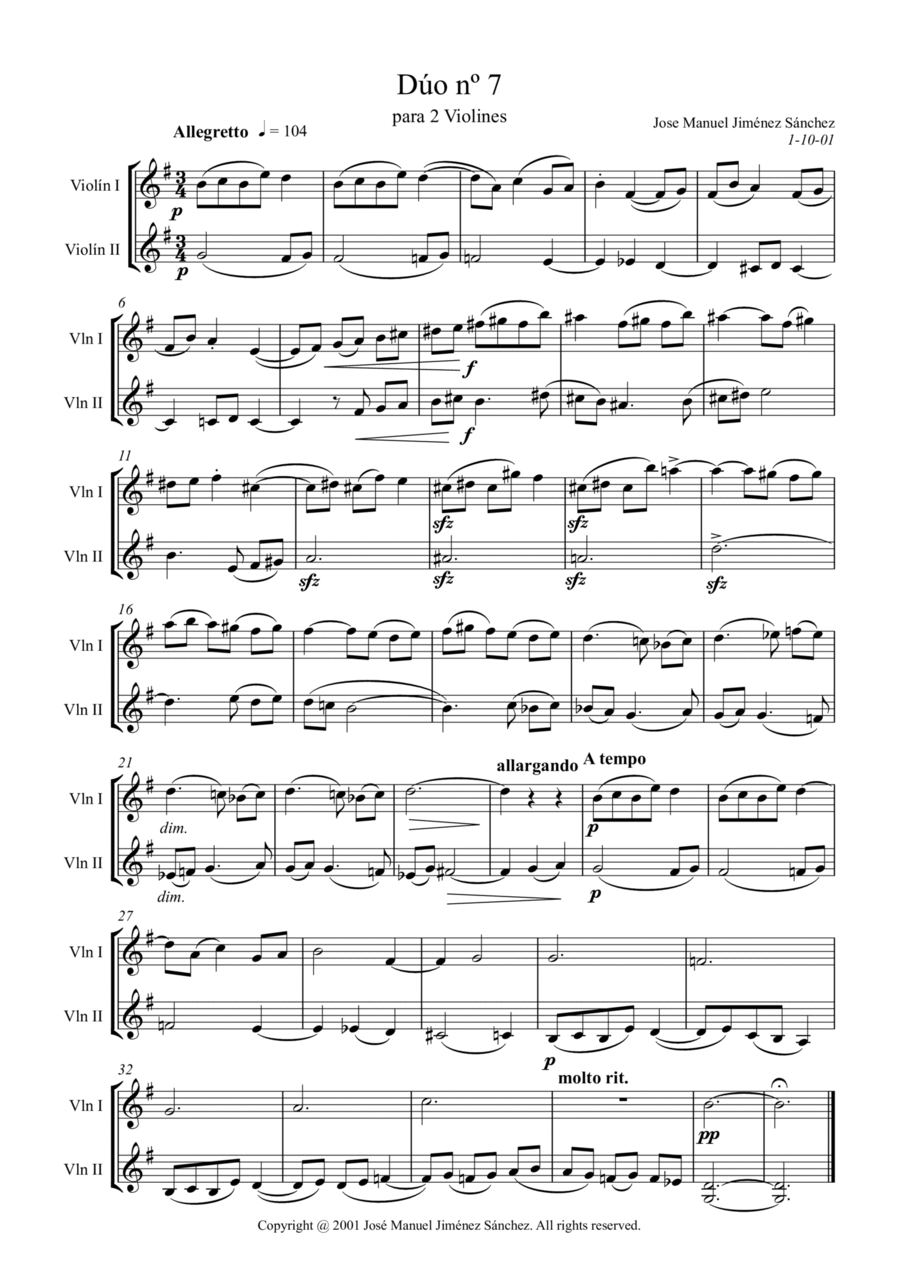 Dúo para 2 violines nº 7 String Duet scores gallery preview page 1