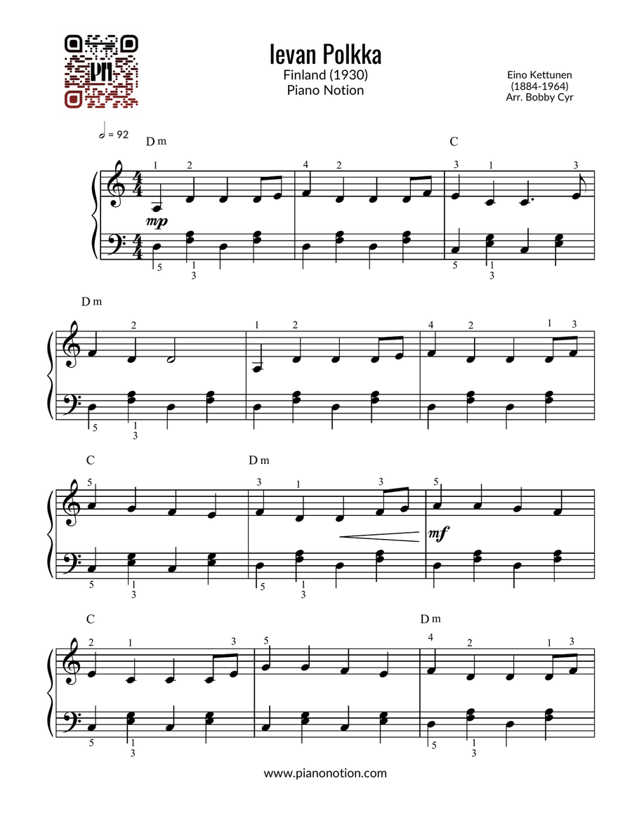 Ievan Polkka (Easy Piano Solo) Easy Piano scores gallery preview page 1