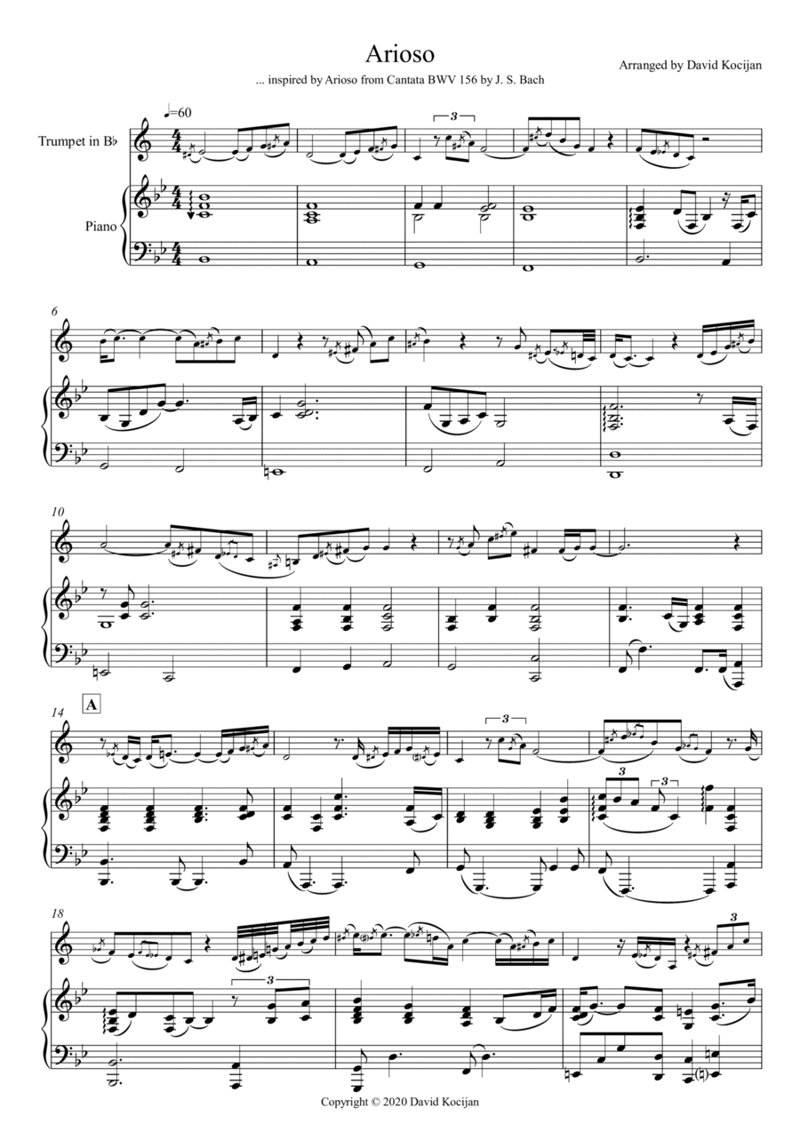 Arioso (trumpet in Bb & piano) B-Flat Trumpet scores gallery preview page 1