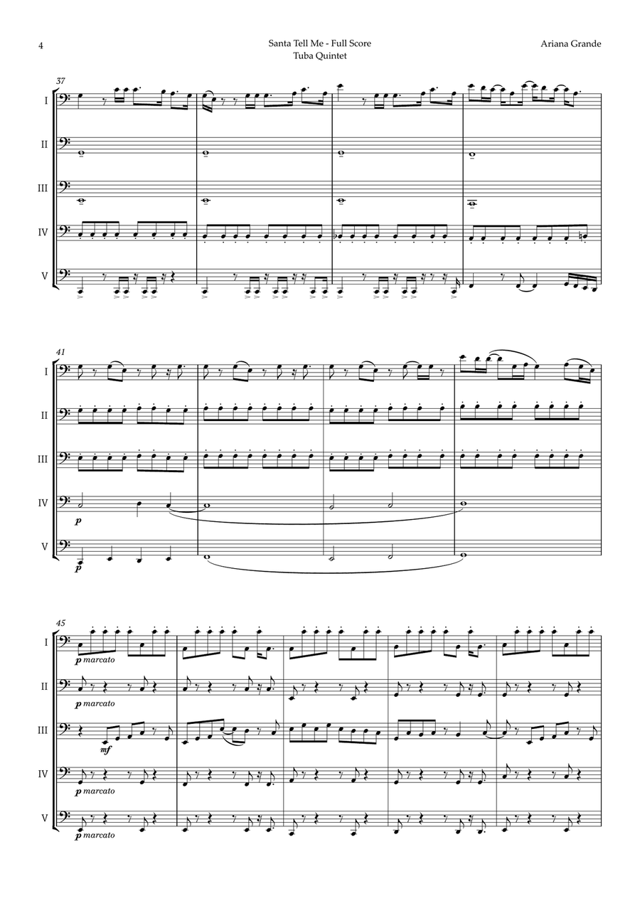 Santa Tell Me Brass Quintet scores gallery preview page 4