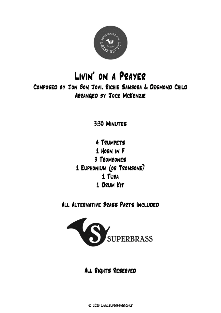 Livin' On A Prayer Brass Ensemble scores gallery preview page 1