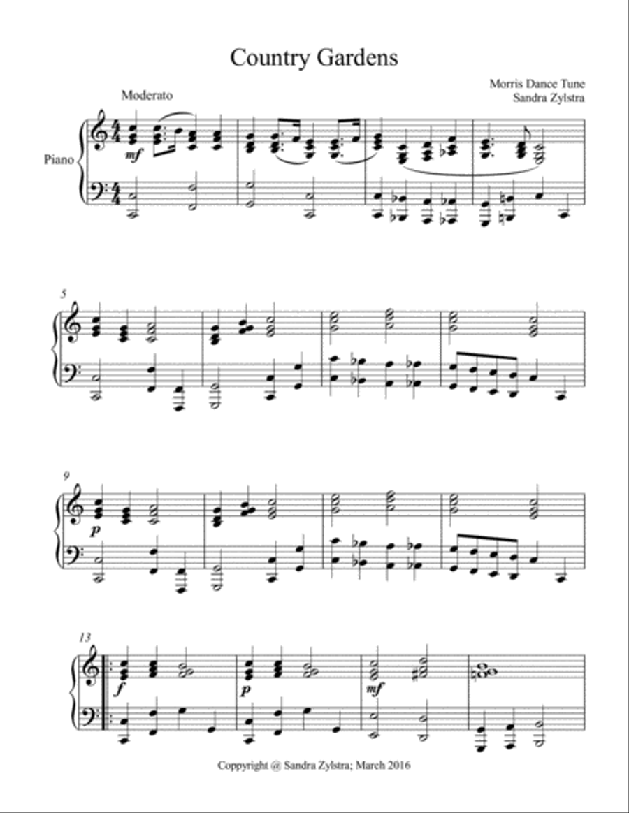 Country Gardens (piano part only) Small Ensemble scores gallery preview page 1