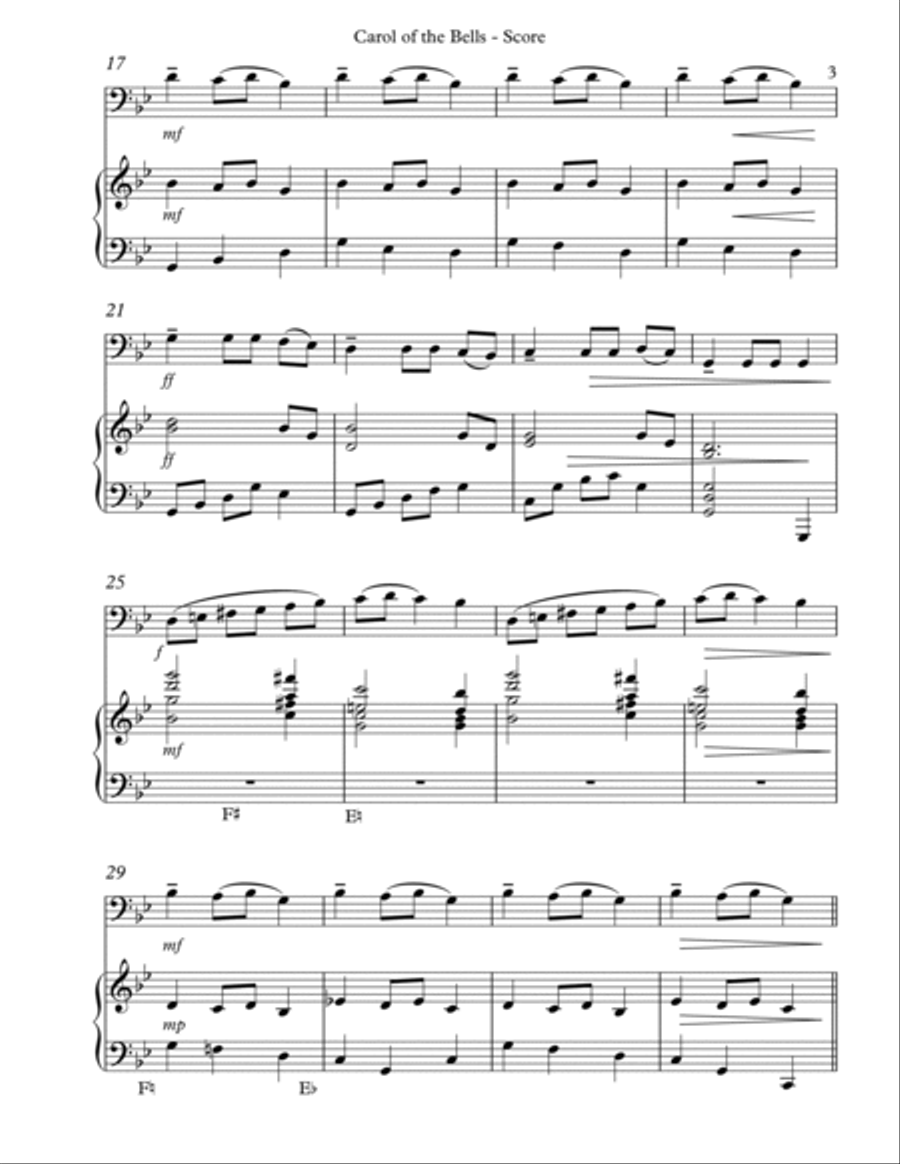 Carol of the Bells, Duet for Bassoon and Pedal Harp image number null