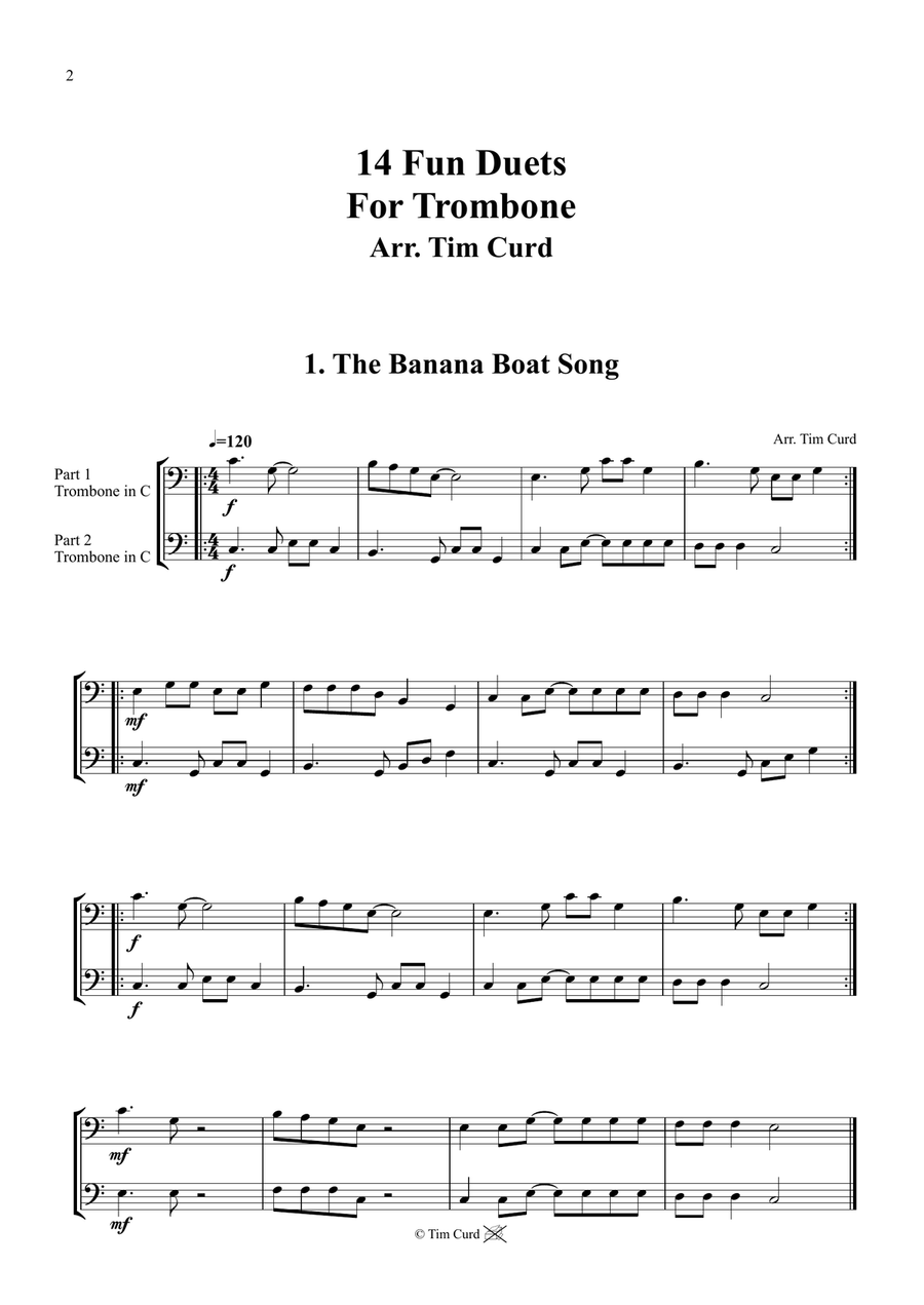 14 Fun Duets For Trombone Trombone Duet scores gallery preview page 2
