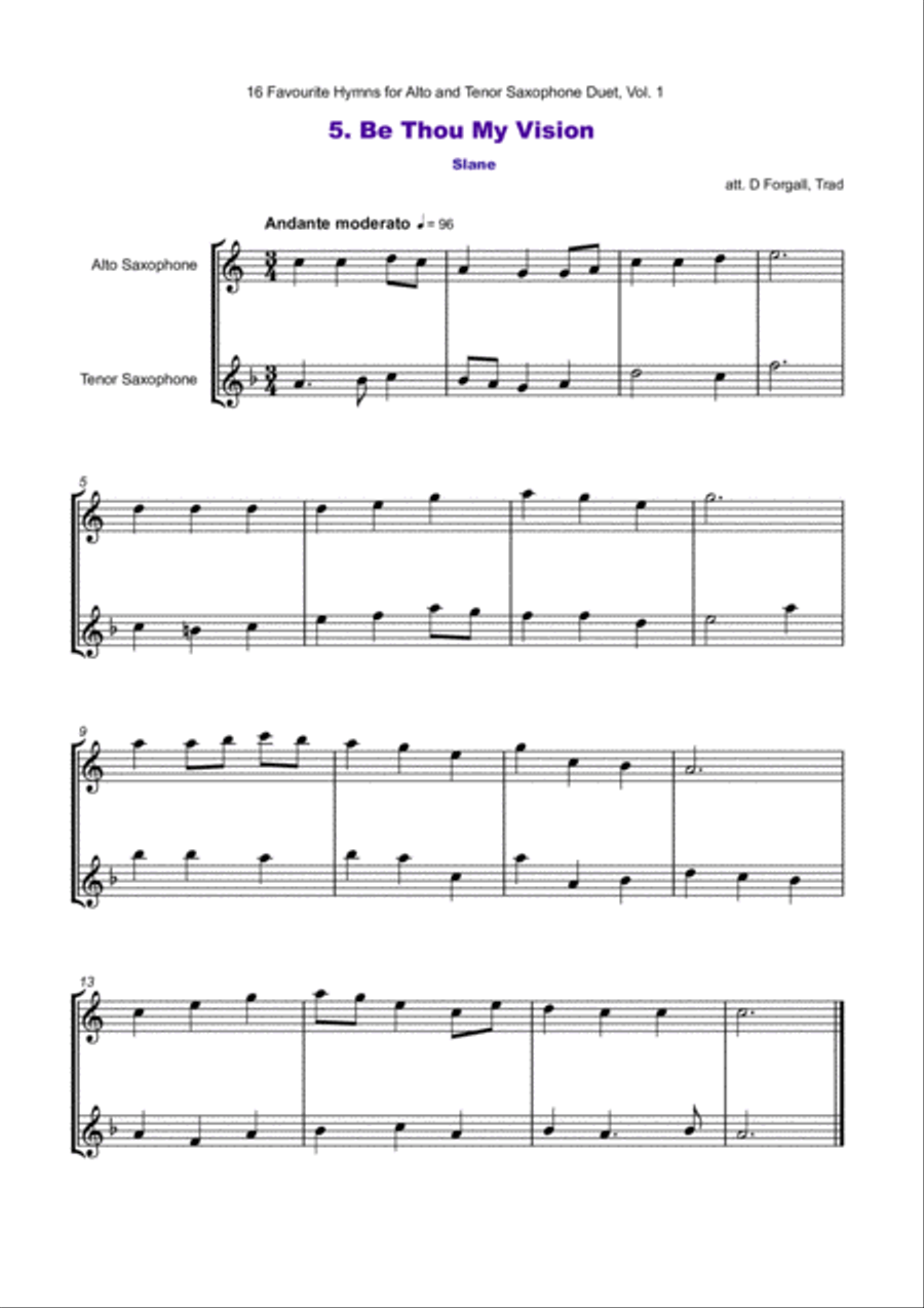 16 Favourite Hymns Vol.1 for Alto and Tenor Saxophone Duet