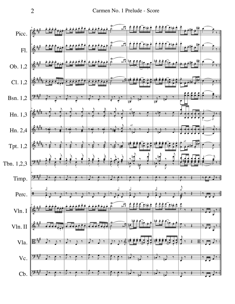 Prelude No. 1 from Carmen for Full Orchestra Full Orchestra scores gallery preview page 2