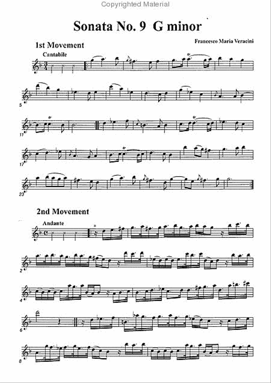 Sonata No. 9 in G minor Alto Recorder scores gallery preview page 2