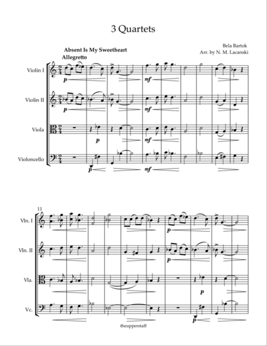 3 Quartets Absent Is My Sweetheart The Lovely Girls of Budapest In a Good Mood String Quartet scores gallery preview page 2