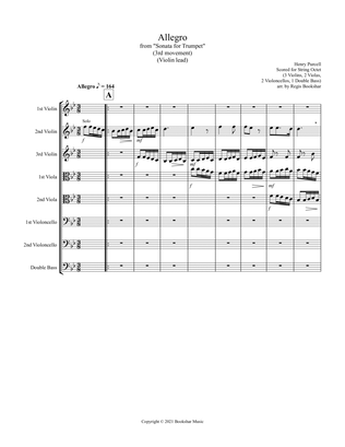Allegro (from "Sonata for Trumpet") (Bb) (String Octet - 3 Violins, 2 Violas, 2 Cellos, 1 Bass) (Vio