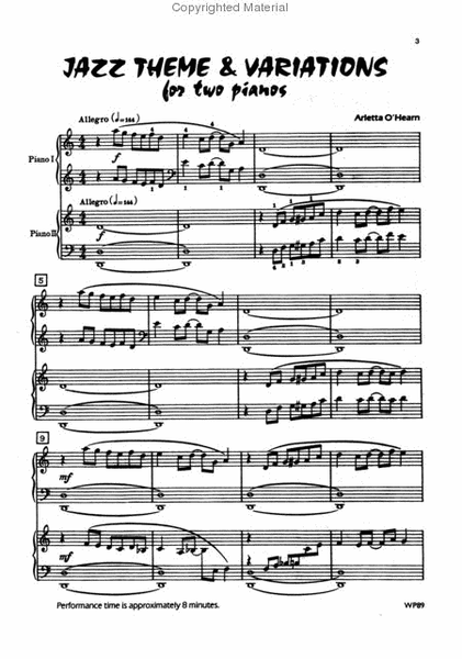 Jazz Theme and Variations For Two Pianos