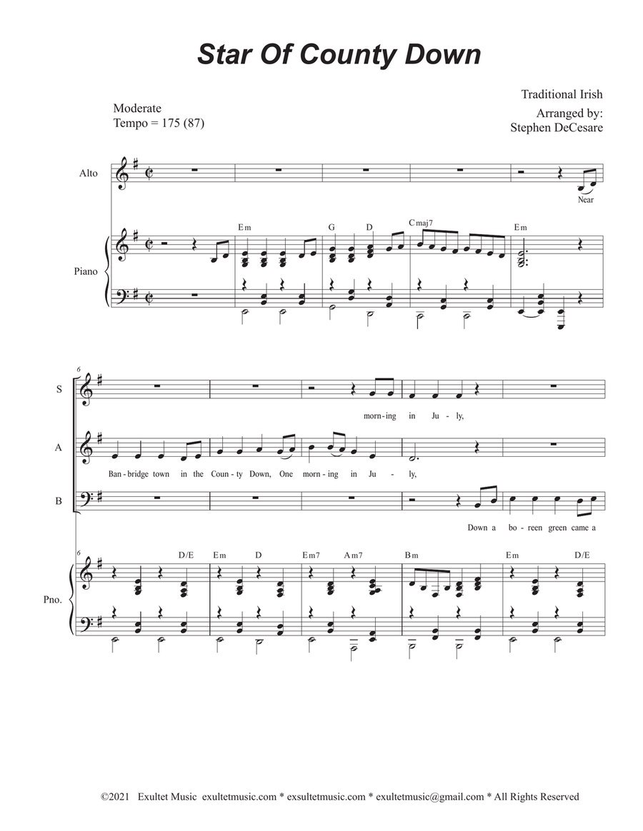 Star Of County Down (SATB) Star Of County Down (SATB) 4-Part scores gallery preview page 1