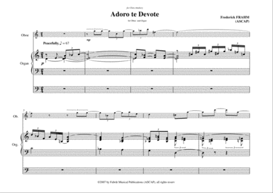 Frederick Frahm: Adoro Te Devote for oboe and organ Woodwind Duet scores gallery preview page 2