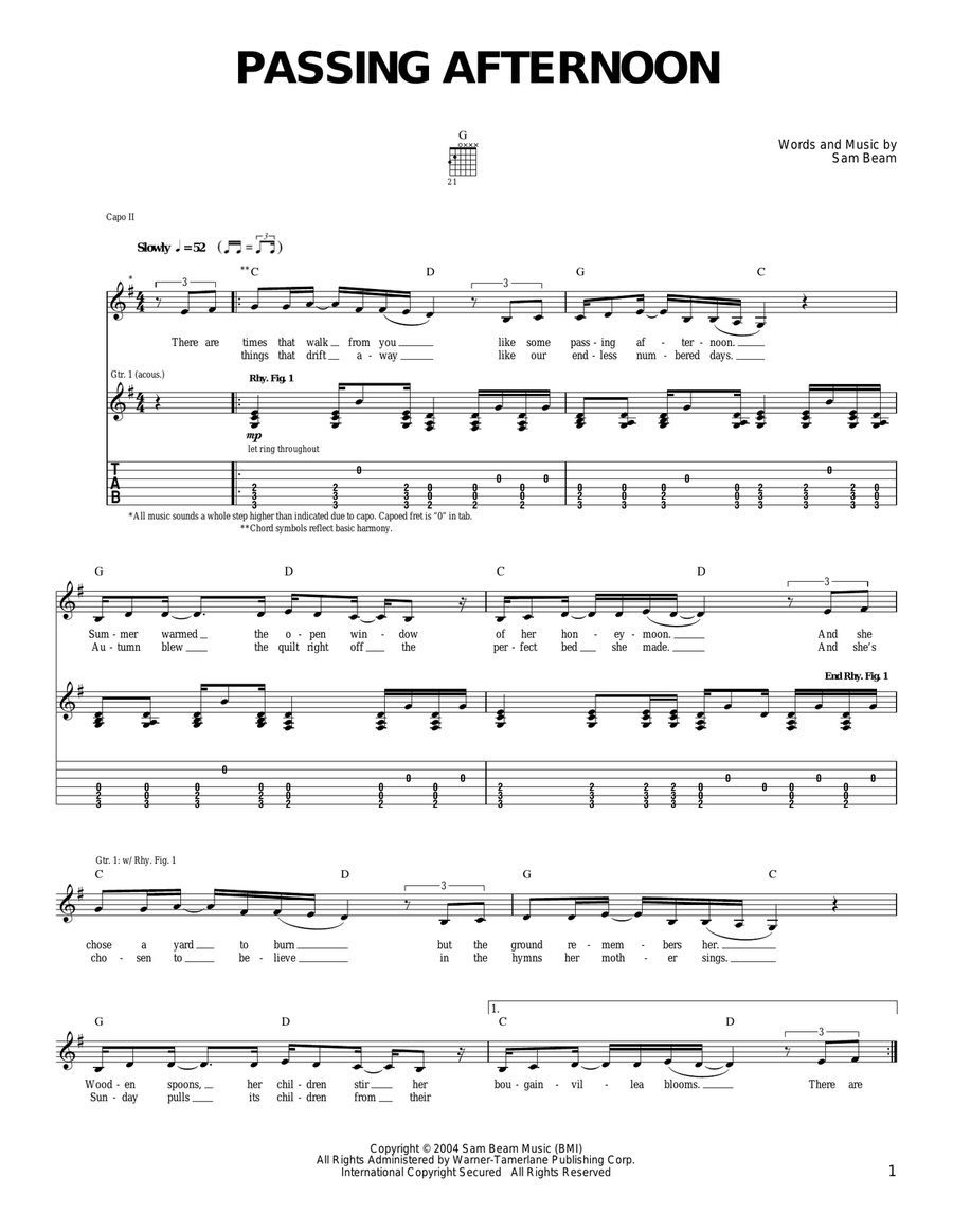 Passing Afternoon Acoustic Guitar scores gallery preview page 1