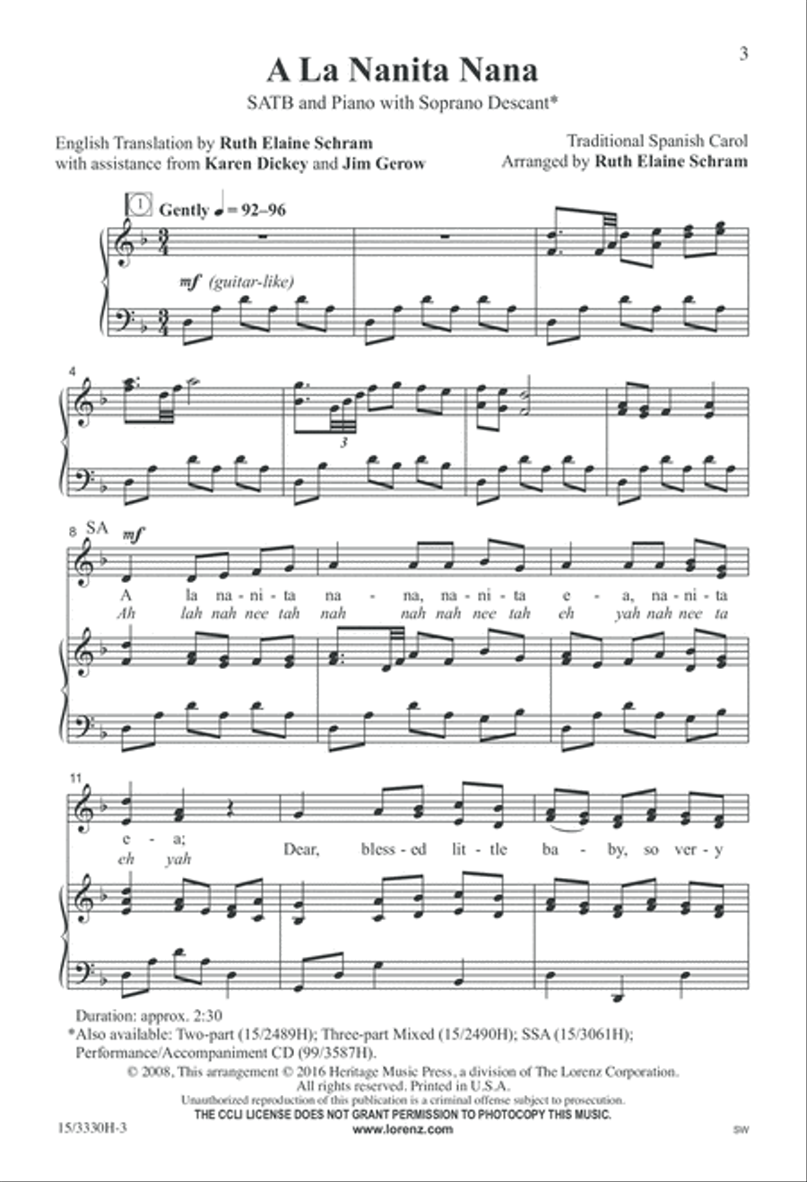 A la Nanita Nana A la Nanita Nana 4-Part scores gallery preview page 3
