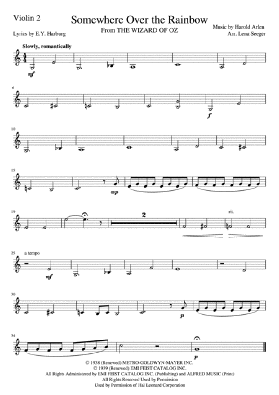 Over The Rainbow (from The Wizard Of Oz) String Quintet scores gallery preview page 6