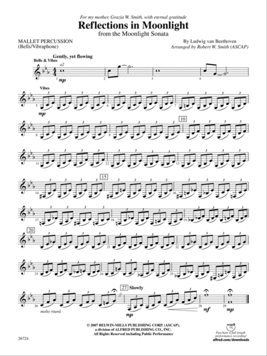 Reflections In Moonlight: Mallets Concert Band scores gallery preview page 1