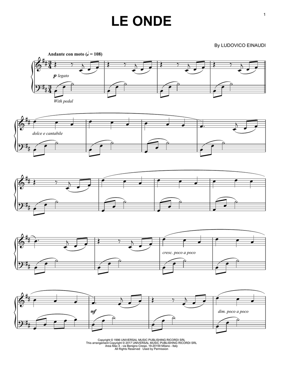 Le Onde Piano Solo scores gallery preview page 1