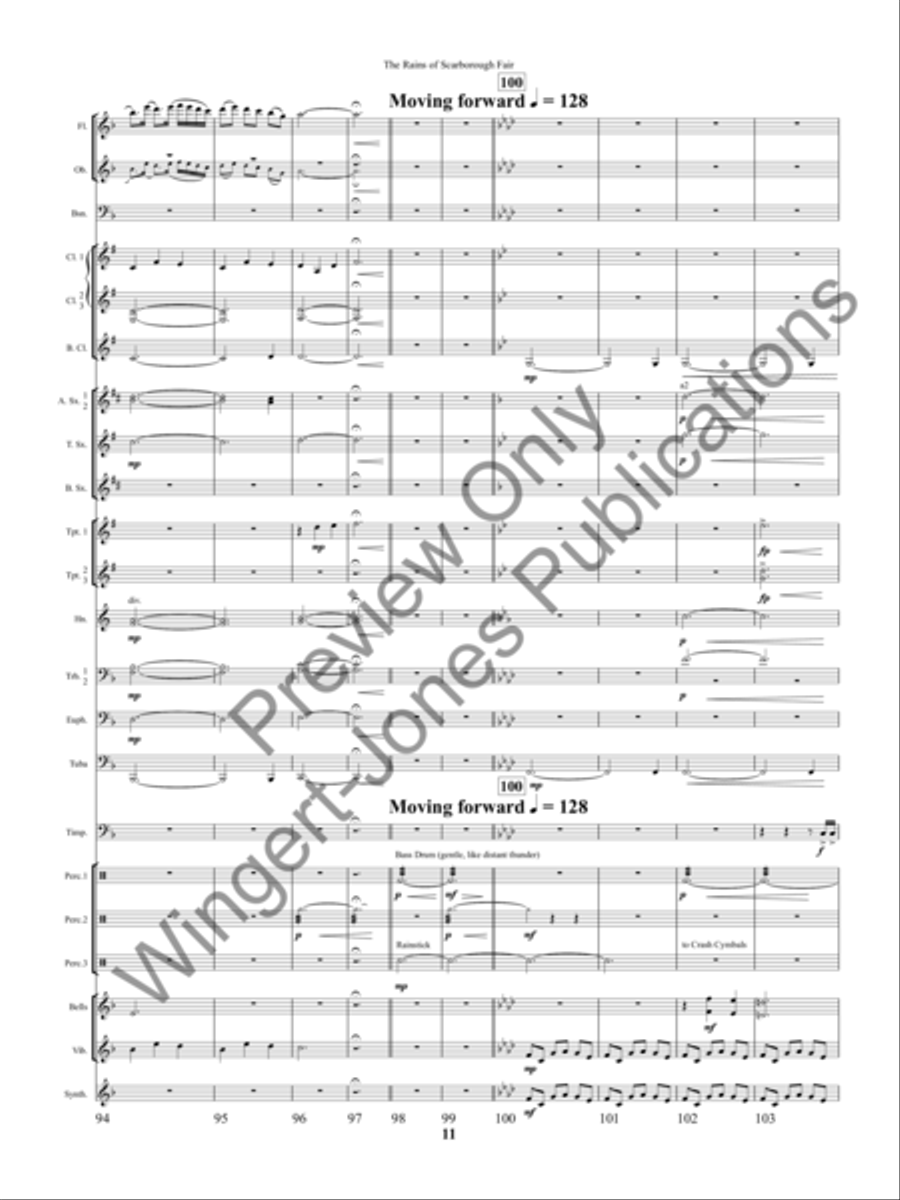 The Rains of Scarborough Fair Concert Band scores gallery preview page 14