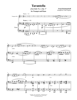 Book cover for Tarantella from Op. 17 for Trumpet in B-flat and Piano