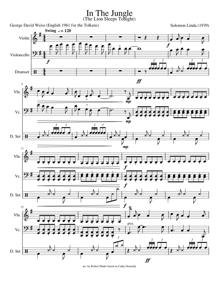 The Lion Sleeps Tonight The Lion Sleeps Tonight Small Ensemble scores gallery preview page 1