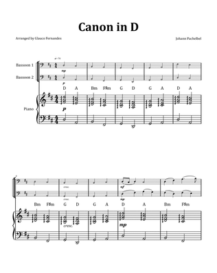 Canon by Pachelbel - Bassoon Duet with Piano and Chord Notation