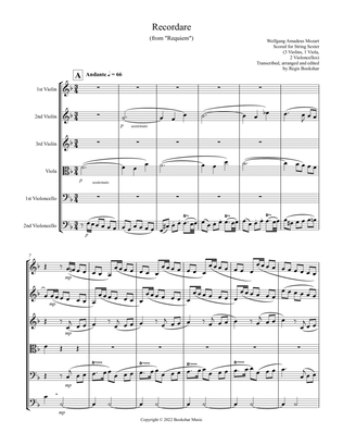 Recordare (from "Requiem") (F) (String Sextet - 3 Violins, 1 Viola, 2 Cellos)