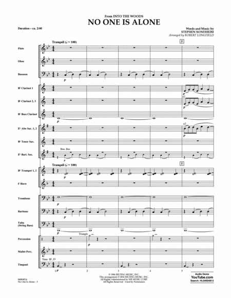No One Is Alone - Conductor Score (Full Score)