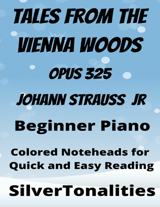 Tales from the Vienna Woods Opus 325 Beginner Piano Sheet Music with Colored Notation