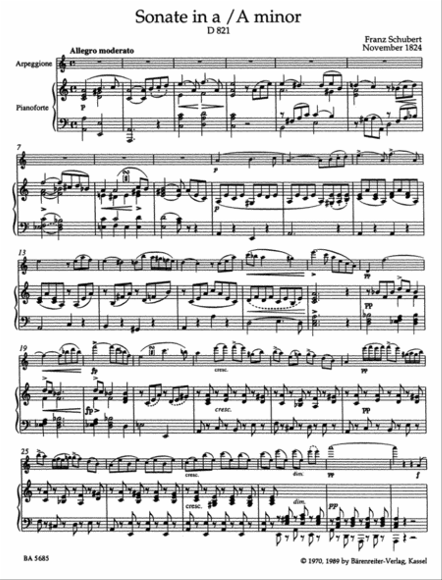 Sonata a minor D 821 'Arpeggione' Piano Accompaniment scores gallery preview page 2