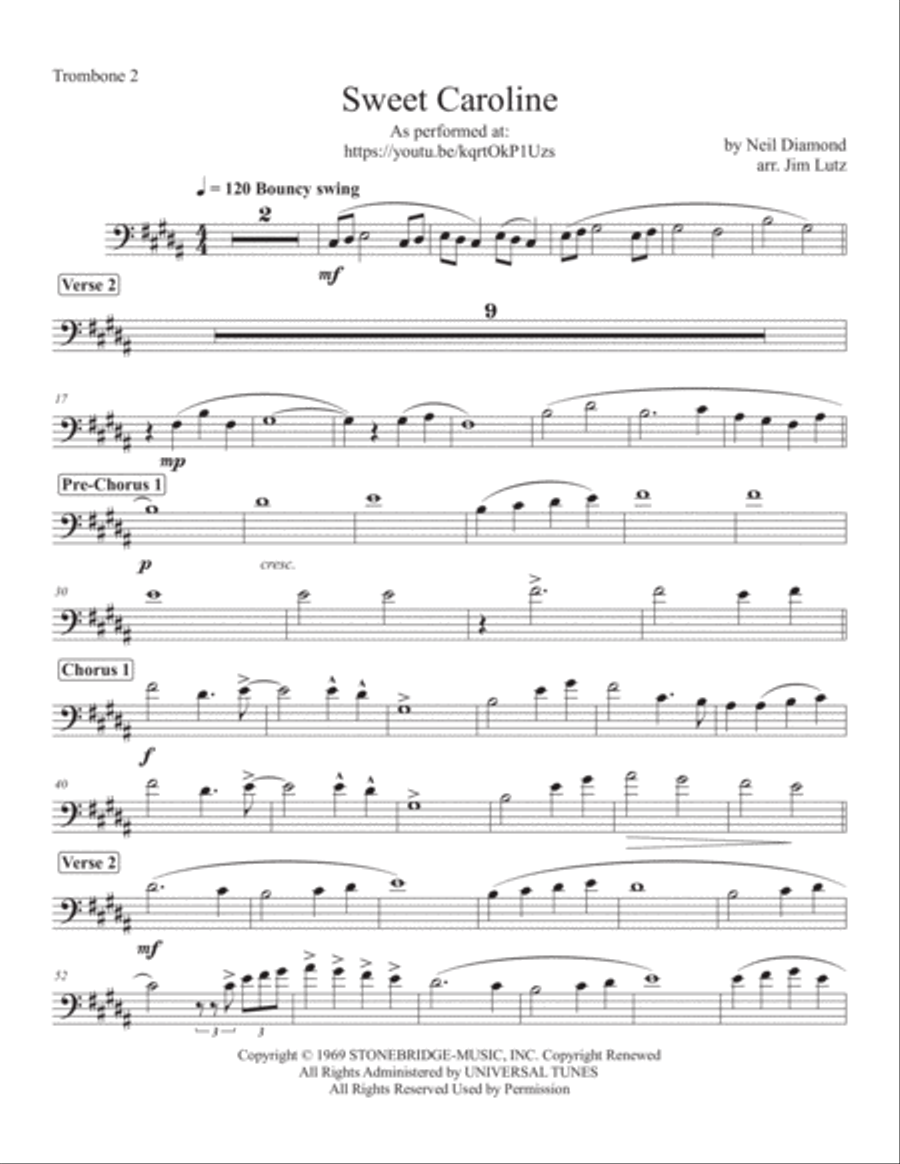 Sweet Caroline Sweet Caroline Brass Ensemble scores gallery preview page 3