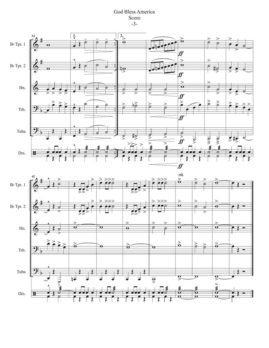 God Bless America Brass Ensemble scores gallery preview page 5
