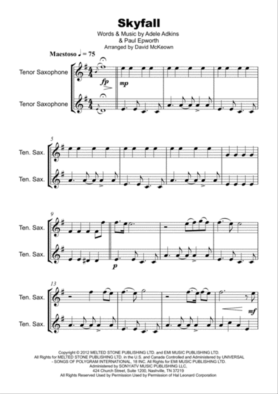 Skyfall Woodwind Duet scores gallery preview page 2